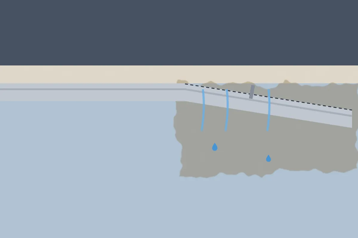 Illustration of a gutter sagging and pulling away from the roof edge