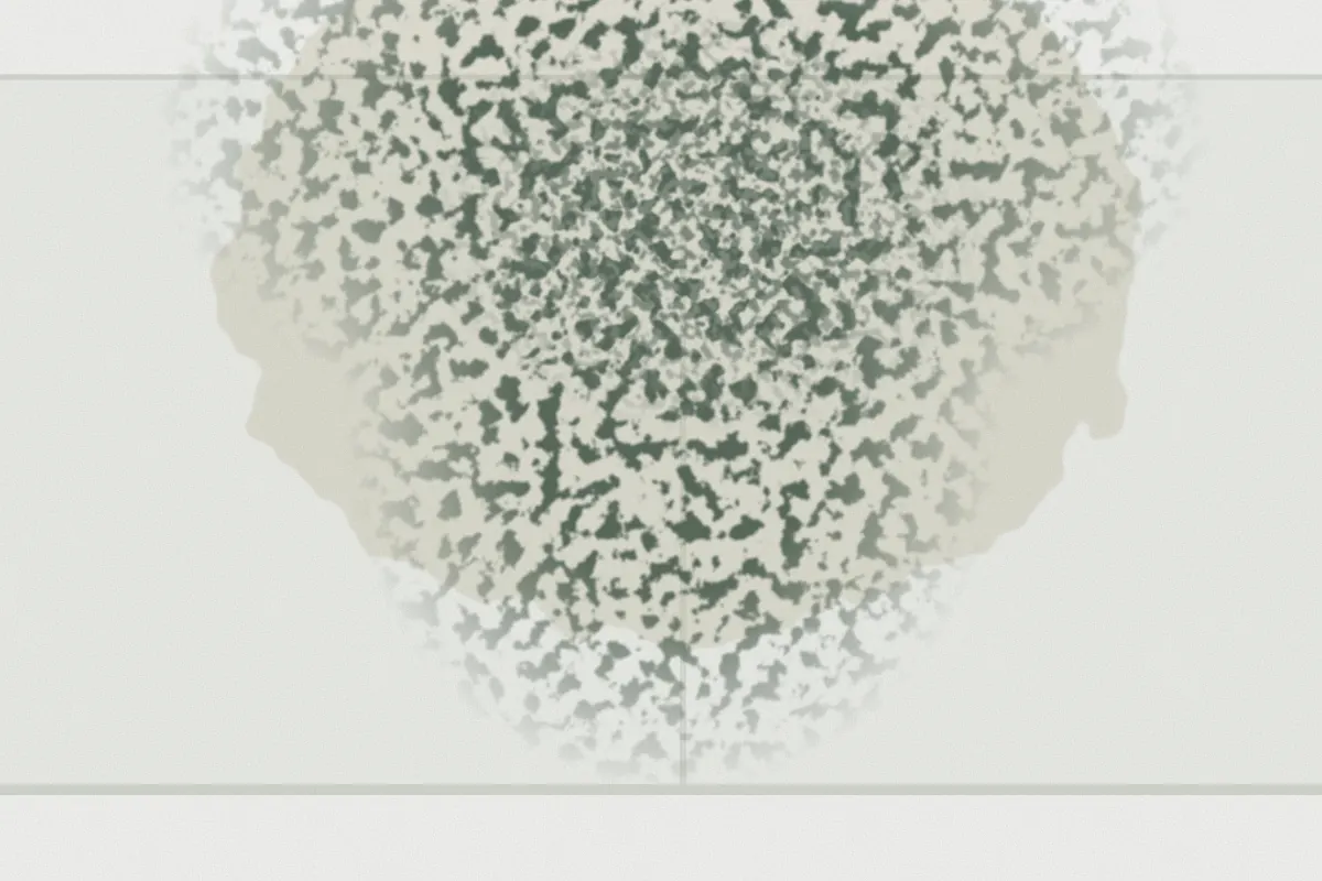 Illustration of dark mold spreading from a ceiling corner down a damp wall