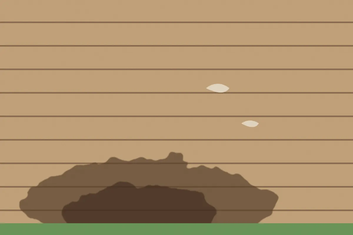 Illustration of wood siding rotting and peeling near the ground