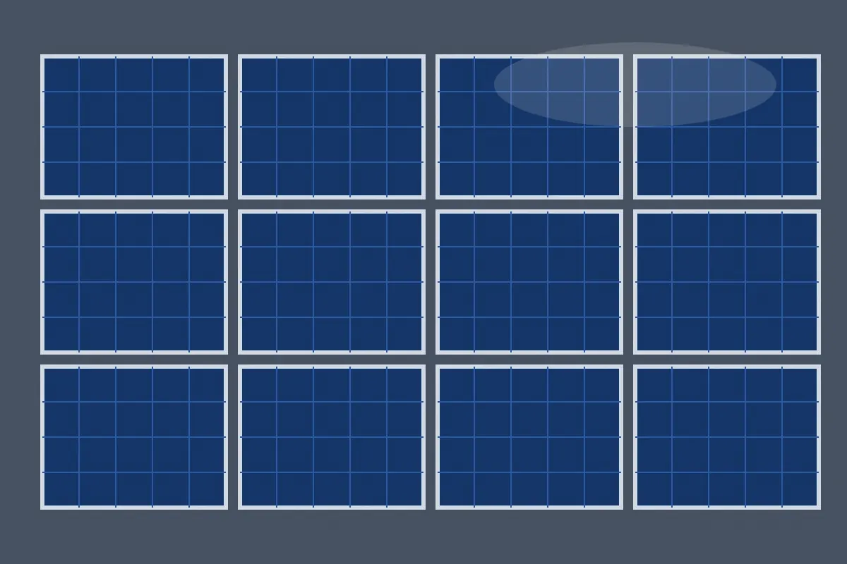 Illustration of rows of solar panels installed on a roof
